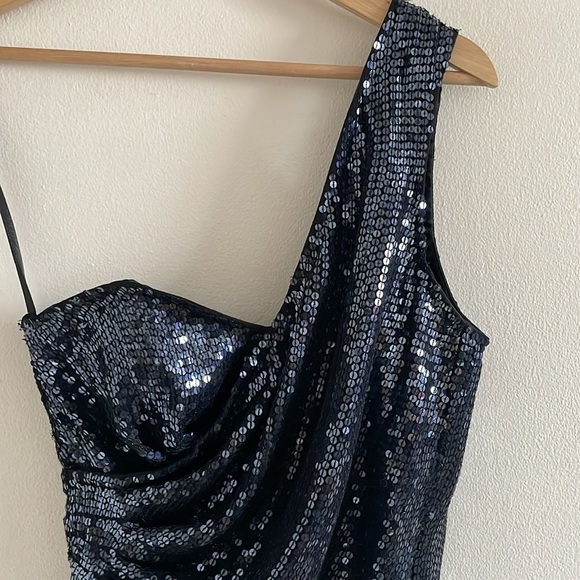 Parker Queenie Sequin Mini Dress Women’s Size Small Cocktail Glam‎ Y2K Blue - Picture 3 of 9